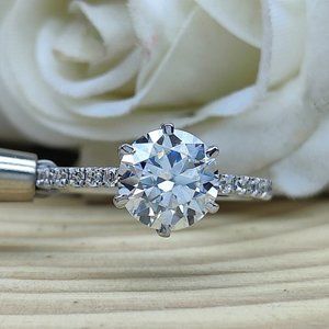 Solitaire 6 Prong Setting 2Ct Moissanite Ring SIze 7